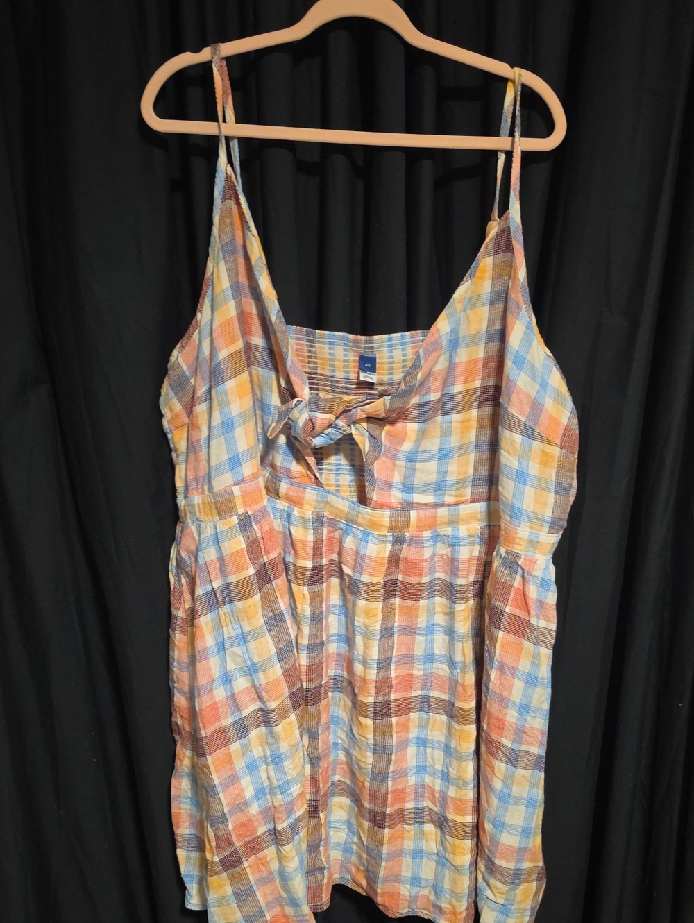 Old Navy Plaid Tie-Front Cami - Blue, Yellow, Orange, Cream